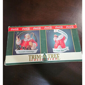 1992 Coca Cola Coke Trim A Tree Collection Set Of 2 Christmas Tree Ornaments